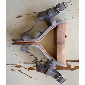 Anthropologie Lola Cruz :: silver chunk heel